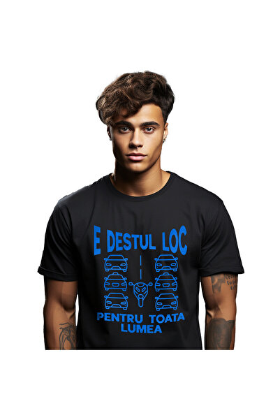 StoryGift Romania Tricou Barbati cu Iubitorii De Motor In Oras Coloana Masini Pasiune cu imprimeu ,Black_S