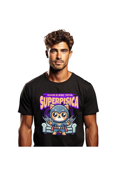StoryGift Romania Tricou Barbati cu Manusa De Box Supereroi Personaje De Contact Motivational cu i,Black_L