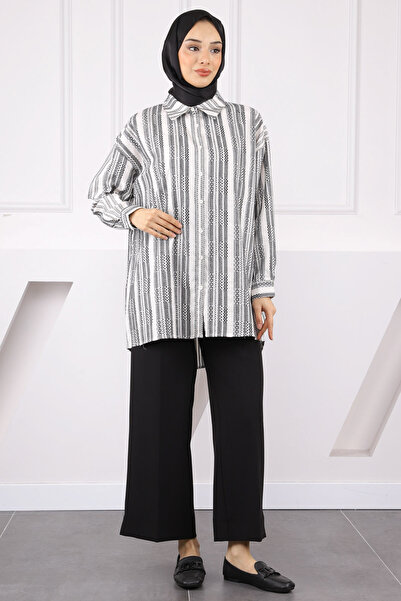 İmajButik Black Line Patterned Shirt