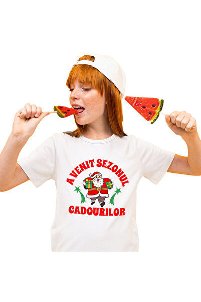 StoryGift Romania Tricou Copii cu Mos Craciun Vesel Si Gras Cu Cadouri colora...