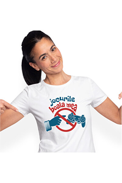 StoryGift Romania Tricou Femei cu Semn Interzis Mana Umana, Maneta Jocuri Vid...