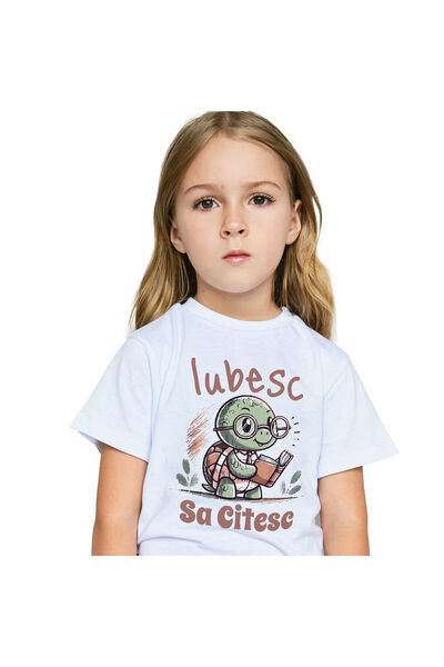 StoryGift Romania Tricou Copii cu Broasca testoasa Cu carte Inteligenta Si Oc...