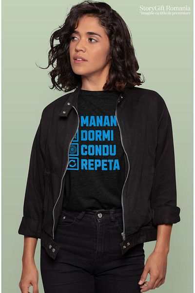 StoryGift Romania Tricou Femei cu Rutina Zilnica Mesaj Haios Iubitorii De Masini Viteza cu imprime,Black_S