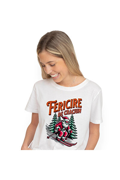 StoryGift Romania Tricou Femei cu Mos Craciun Cool Pe Schiuri,Zapada Superero...