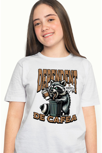 StoryGift Romania Tricou Femei Raton Nervos Text Dependent De Cafea Haios Ani...