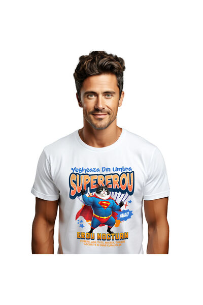 StoryGift Romania Tricou Barbati cu Pisica Cu Muschii Ridicand Greutati Super...
