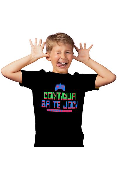 StoryGift Romania Tricou Copii cu Stil Joc Video Lume Digitala Maneta PS Inteligenta Artificiala c,Black_4ANI