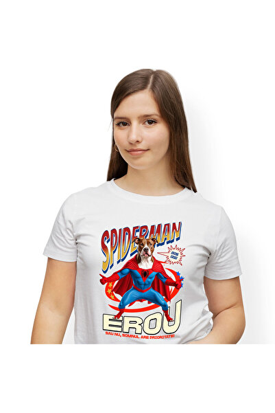 StoryGift Romania Tricou Femei cu PITBULL Caine In Costum de SpiderMan cu Pel...