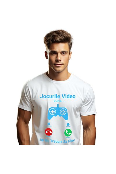 StoryGift Romania Men's T-Shirt with Phone Call Video Game Controller, Call I Have to Go with You, White_M