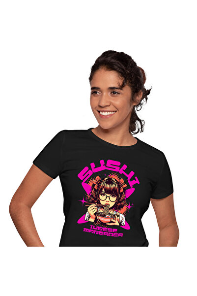 StoryGift Romania Tricou Femei cu Fata Stil Anime Cu Fundite Si Ochelari De V...