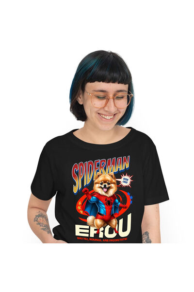 StoryGift Romania Tricou Femei cu pomeranian Pisica In Costum de SpiderMan cu...