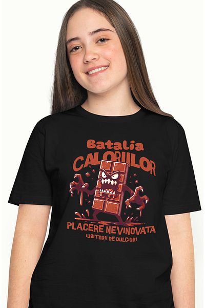 StoryGift Romania Tricou Femei tableta de ciocolata nervoaza batalie iubitorii de dulciuri cu impr BLK_XS