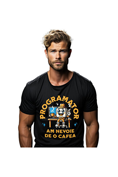 StoryGift Romania Tricou Barbati cu Animatie iubitorii De Calculator Cafea Si...