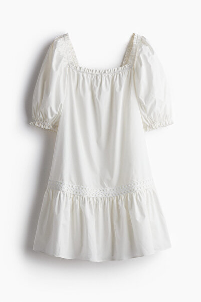 H&M Kabarık Kollu Poplin Elbise