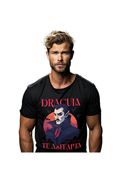 StoryGift Romania Tricou Barbati cu Portret Dracula Cu Pelerina si Mustata, V...