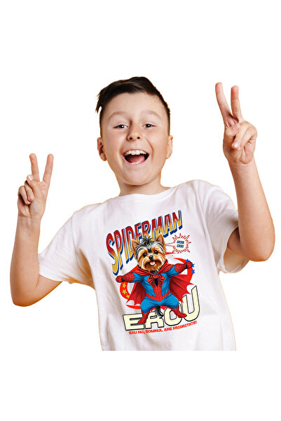 StoryGift Romania Tricou Copii cu Yorkshire Terrier Caine In Costum de Spider...