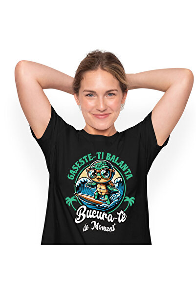 StoryGift Romania Tricou Femei cu Broasca Testoasa Pe Placa De Surff Val Dist...