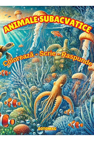 Co Βιβλίο ζωγραφικής με υποβρύχια ζώα: Χρωματίστε-Γράψτε-Απαντήστε / Δραστηρι...