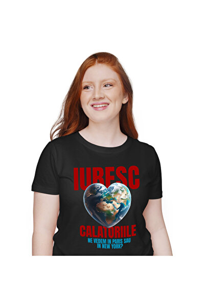 StoryGift Romania Tricou Femei cu Glob Pamantesc In Forma De Inima, Iubire, c...