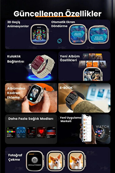NS Store Hk 10 Ultra 3 2.02 Inc Süper Amoled Ekran Yapay Zeka Destekli Kordon Hediyeli Akıllı Saat