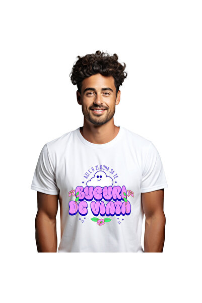 StoryGift Romania Tricou Barbati cu Norisor Pufos Fericit Mesaj inspirational...