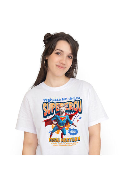 StoryGift Romania Tricou Femei cu Silueta Umana Alergare Maraton Supereroi Pe...