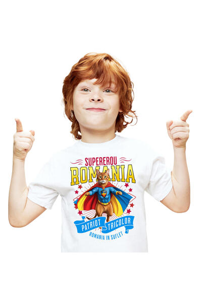 StoryGift Romania Abyssinian 2 Kids T-Shirt / Abyssinian 2 Cat in Captain Costume Romania c,White_12ANI