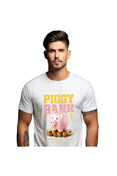 StoryGift Romania Tricou Barbati cu Pusculita Porc Cu Bani Monede De Aur, Ban...