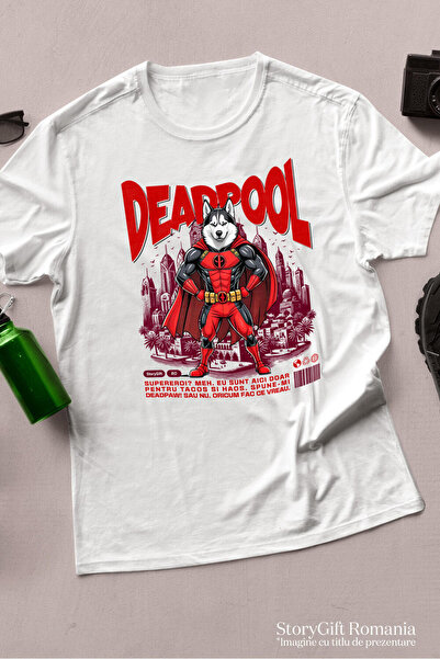 StoryGift Romania Tricou Copii cu Pisica Motan Gri Cu Manusi Si Echipament Rosu Box Supereroi Pers,White_10ANI