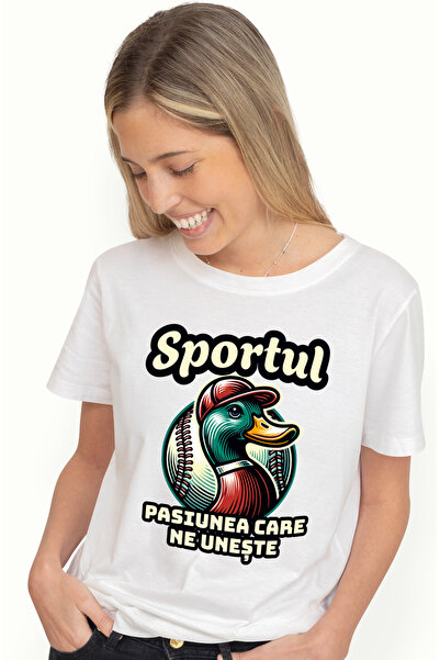 StoryGift Romania Tricou Femei Sportul este pasiunea care ne uneste, Rata, Baseb4ALL cu imprimeu p WHT_XS
