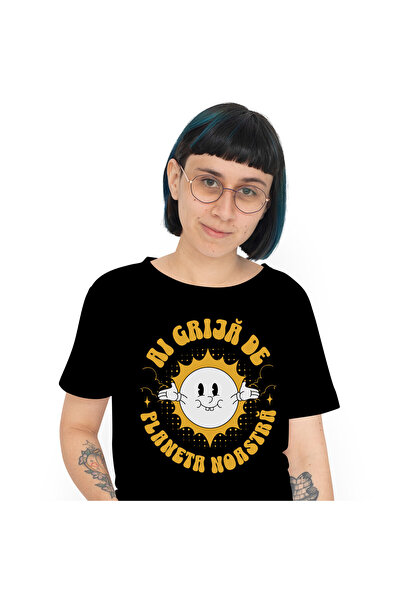 StoryGift Romania Tricou Femei cu Soare Fericit Brate Deschise, poluare, Reci...