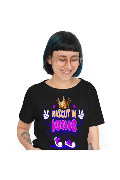 StoryGift Romania Tricou Femei cu Coroana Regala Copii Adidasi Roz Iunie Zi A...