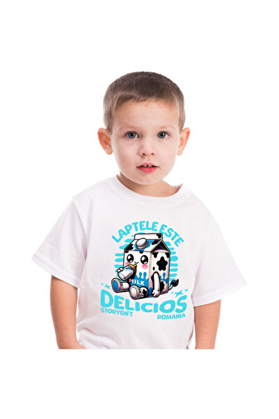 StoryGift Romania Tricou Copii cu Cutie Carton De lapte Bebe, Model De Vaca, ...