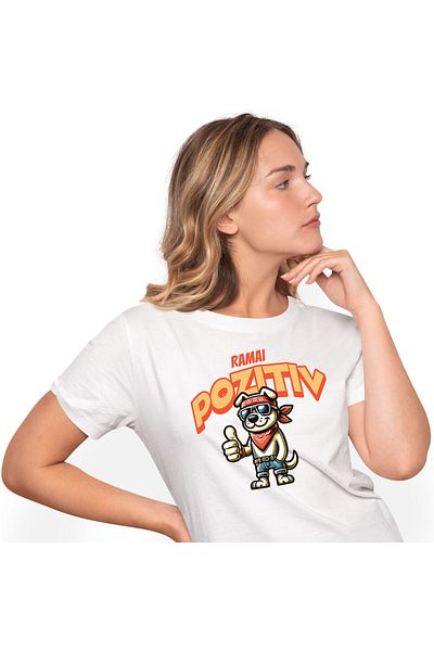StoryGift Romania Tricou Femei cu Caine Stil Biker Cu Bandana Rosie La Gat Si Pe Frunte Ochelari D,White_XS