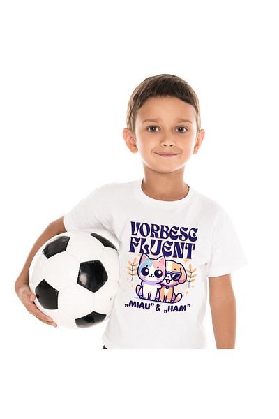 StoryGift Romania Tricou Copii cu Pereche Pisica Si Caine Cu Ochelari De Soare Frati Animale cu im,White_4ANI
