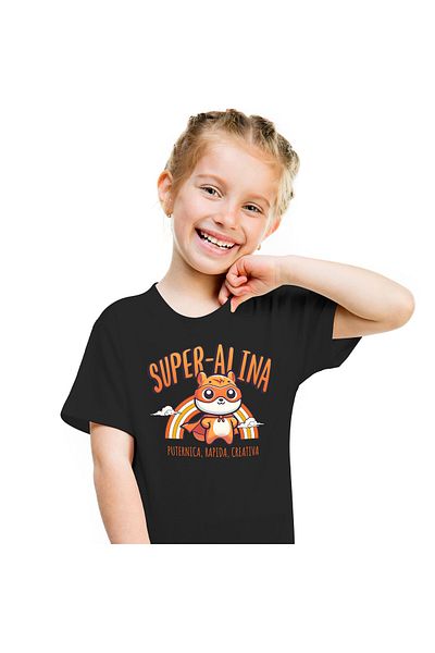 StoryGift Romania Tricou Copii cu Silueat Femeie pozitie Yoga Relaxare Meditatie Supereroi Persona,Black_8ANI