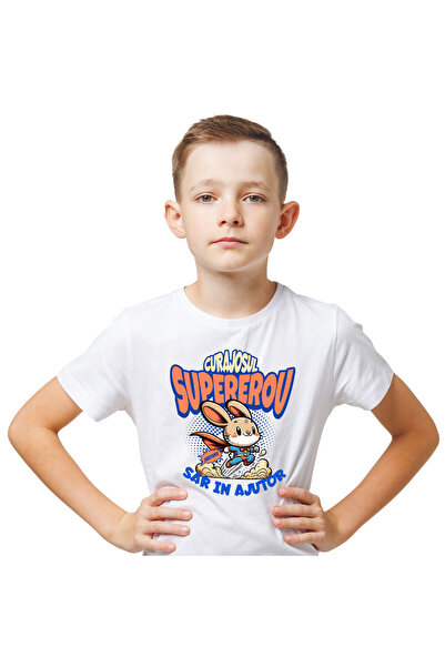 StoryGift Romania Tricou Copii cu Pisica Portocalie Ridicand Greutati Sala Su...