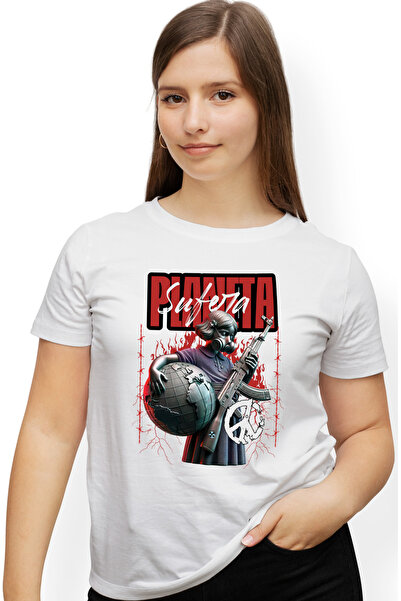 StoryGift Romania Tricou Femei planeta sufera opriti razboiul fata cu arma co...