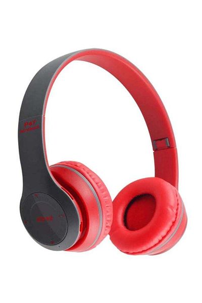 Generic P47 Bluetooth Wireless Over The Head Headphones Red/Black