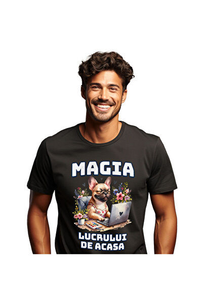 StoryGift Romania Tricou Barbati cu Caine la Birou Lucrand De Pe Calculator, ...