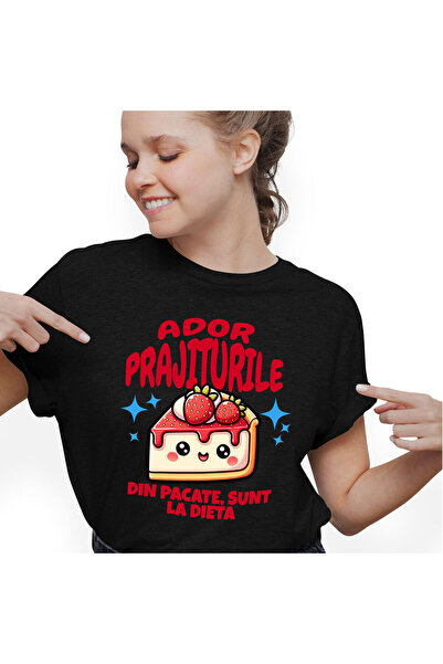 StoryGift Romania Tricou Femei cu Prajitura vesela Cheescake Cu Capsuni Praji...