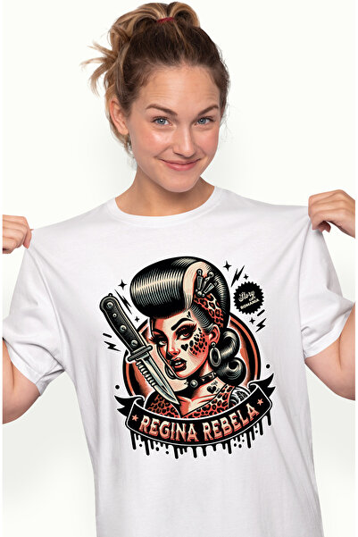 StoryGift Romania Tricou Femei regina rebela femeie cu cutit sui tatuaje cu i...