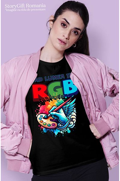 StoryGift Romania Tricou Femei cu Mana Umana Arta Pictura Aripi De Inger Hobby Artist Creativitate,Black_S