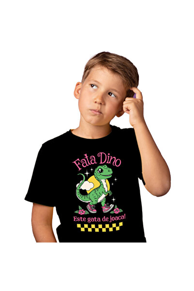 StoryGift Romania Tricou Copii cu Dinozaur Cu Adidasi Roz gata Sa Joace cu Co...