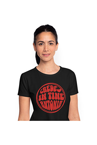 StoryGift Romania Tricou Femei cu Cerc Rosu Inimioara, Iubire, Prietenie, Sus...