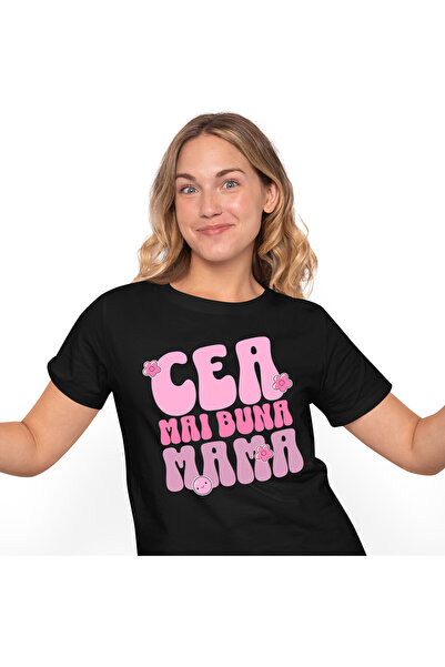 StoryGift Romania Tricou Femei cu Iubitorii De Familie Roz, Flori, Smiley Fac...