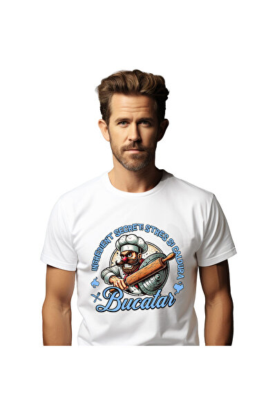 StoryGift Romania Tricou Barbati cu Bucatar Cheff Cu Palarie Inalta Si Mustat...