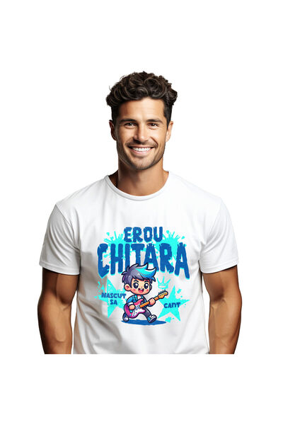 StoryGift Romania Tricou Barbati cu Baiat Rockstar Cu Chitara Rosie pe Scena,...
