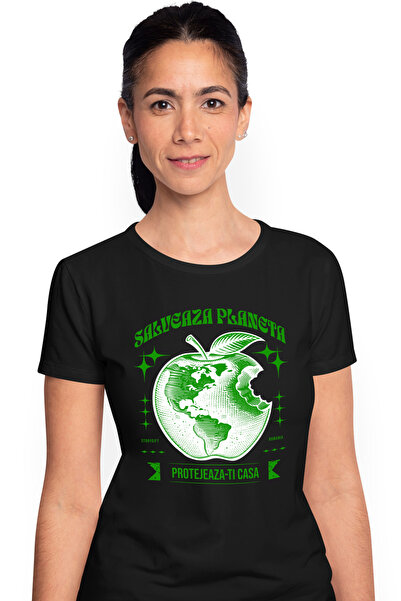 StoryGift Romania Tricou Femei salveaza planeta, pamant in forma de mar musca...