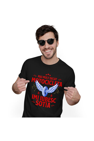 StoryGift Romania Tricou Barbati cu Roata Motor Cu aripi De inger Pasiune Mot...